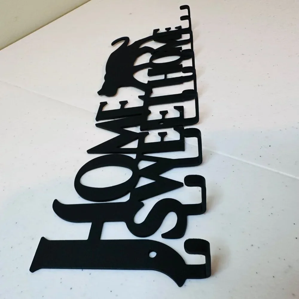 Cat Silhouette Metal Key Rack Home Sweet Home Wall Hook Holder